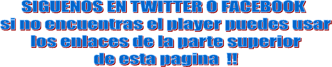 SIGUENOS EN TWITTER Y CUENTANOS ALGUNA ANECDOTA SI TU CONOCISTE
A ALGUNO DE LOS CONSAGRADOS ROMANTICOS DE ESTA PROGRAMACION!!